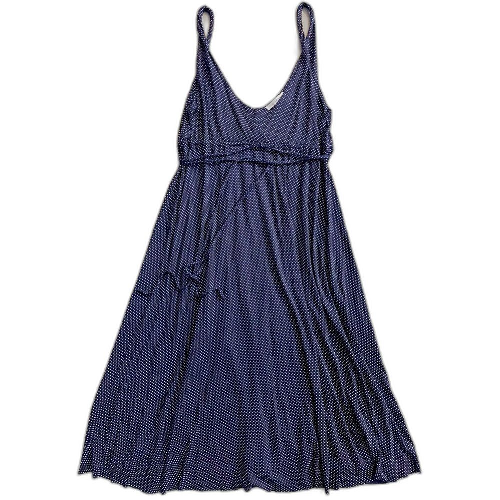 GAP Twist Strap Navy Blue with White Polka Dots Summer Dress Women’s Size Small